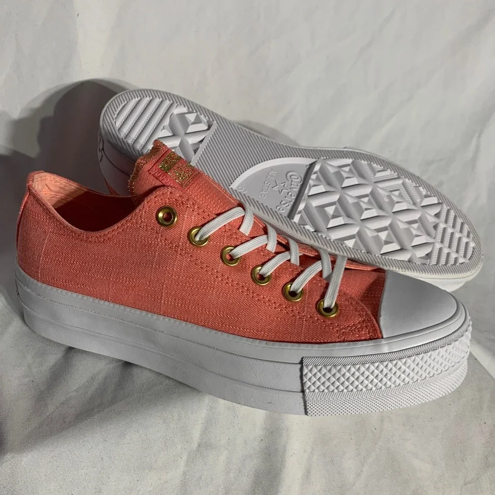 NEW Converse CTAS LIFT OX Orange White Platform Sneakers Size 8